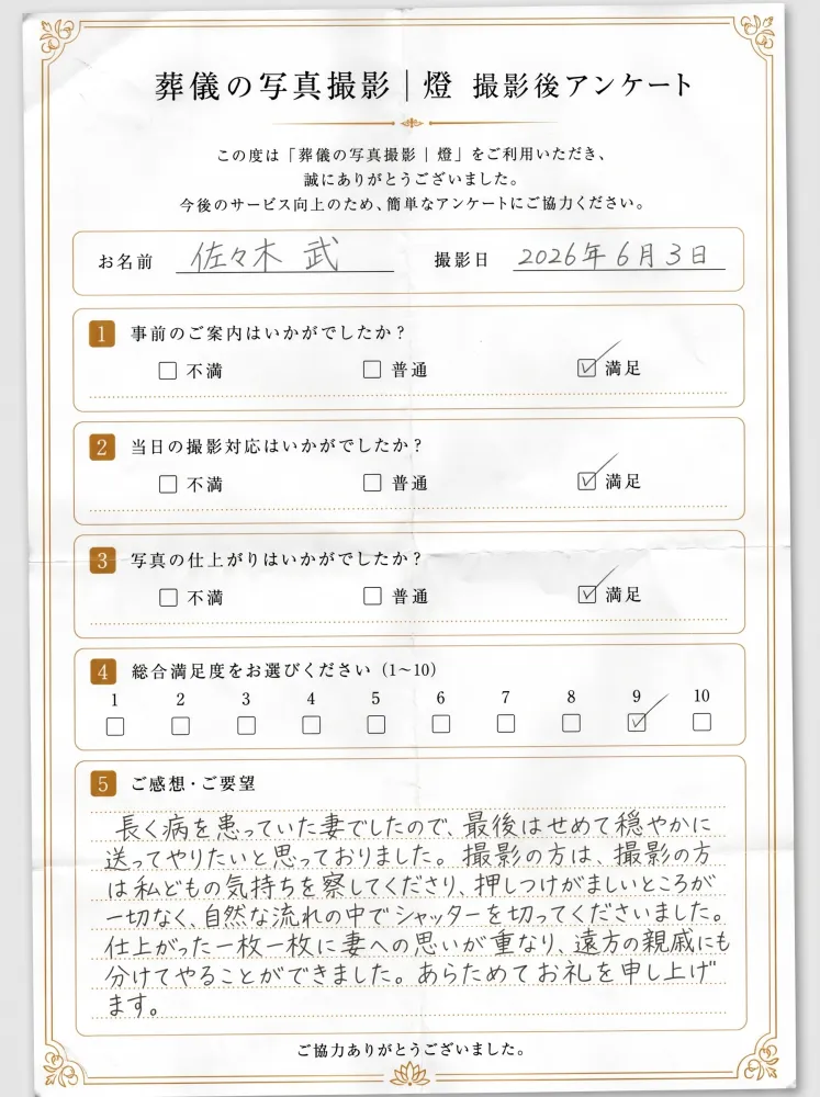 アンケート用紙