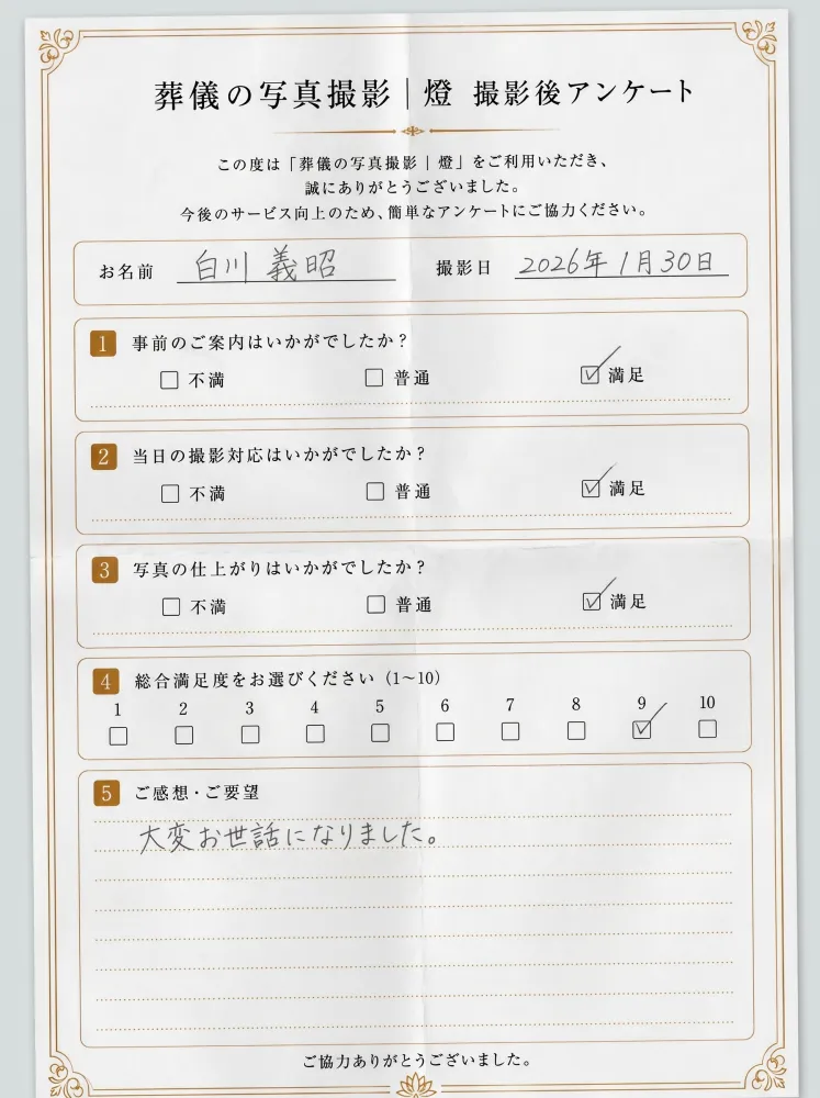 アンケート用紙
