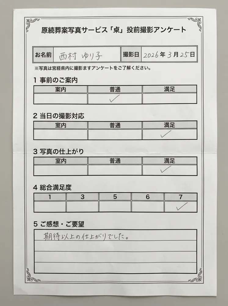 アンケート用紙