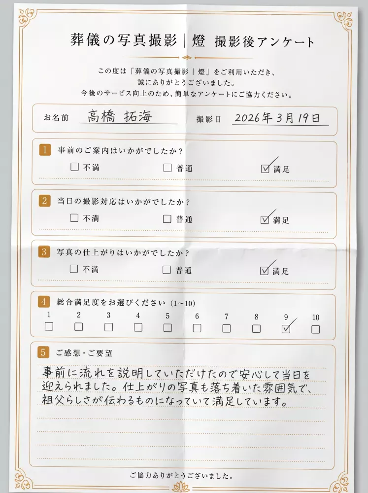アンケート用紙