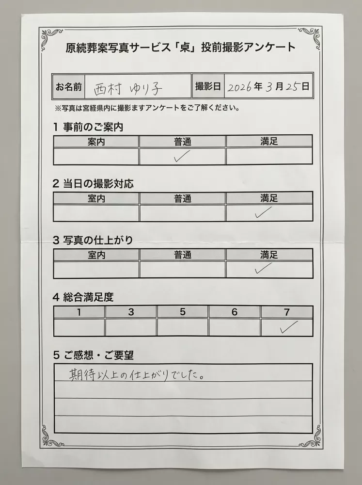 アンケート用紙